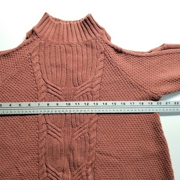 Express Coral High neck cold shoulder Sleeve Sweater Dress, Large - Picture 9 of 12